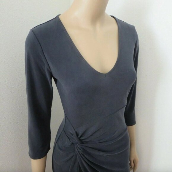 NWT Abercrombie Womens Knot Front T-Shirt Tee Dress Size XS S Gray 3/4 Sleeve - Picture 6 of 7